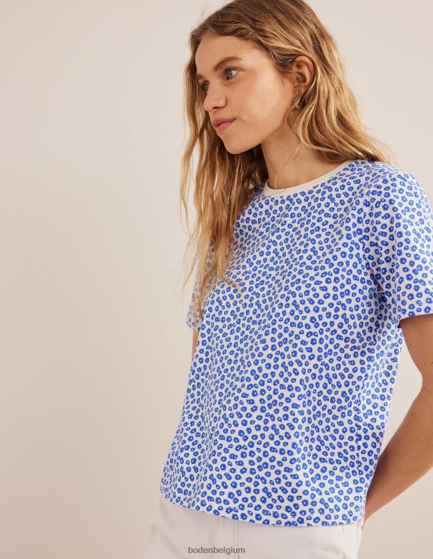 femmes Boden tampon ivoire et pivoine t-shirt imprimé à col rond vêtements Z42D01692