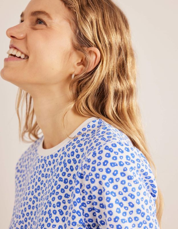 femmes Boden tampon ivoire et pivoine t-shirt imprimé à col rond vêtements Z42D01692