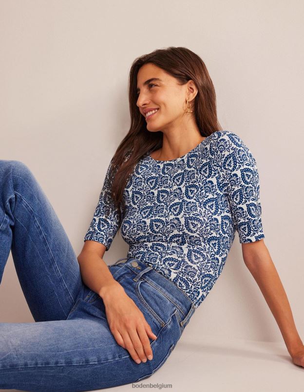 femmes Boden terrasse saphir & chêne haut cache-cœur en jersey vêtements Z42D01634