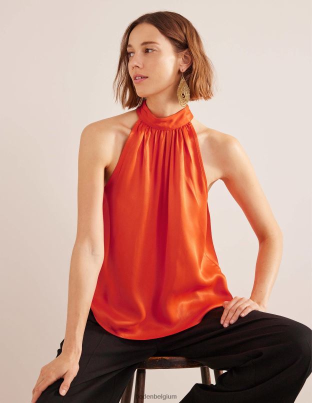 femmes Boden tomate cerise haut découpé en satin vêtements Z42D01483