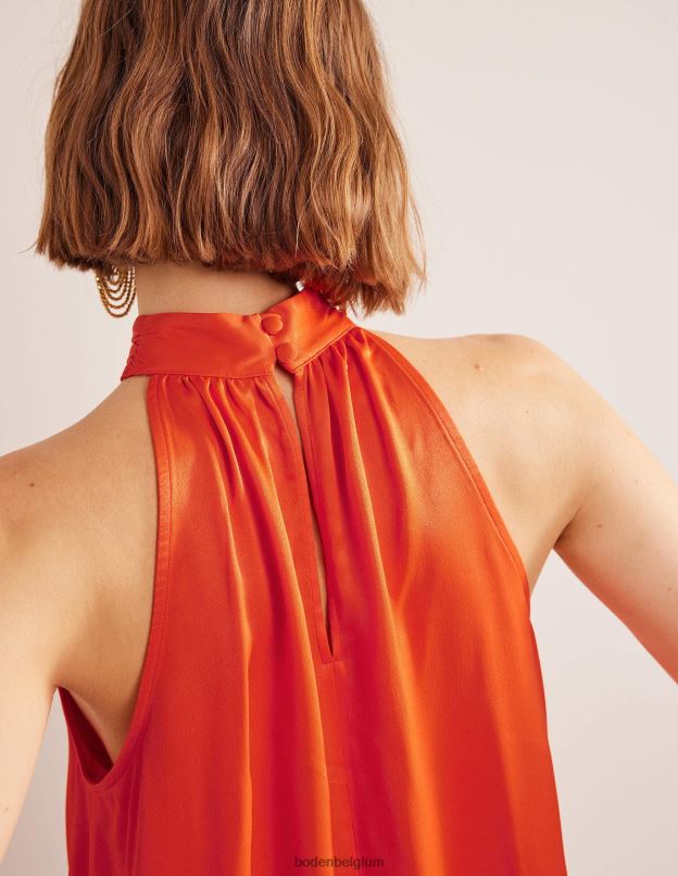 femmes Boden tomate cerise haut découpé en satin vêtements Z42D01483