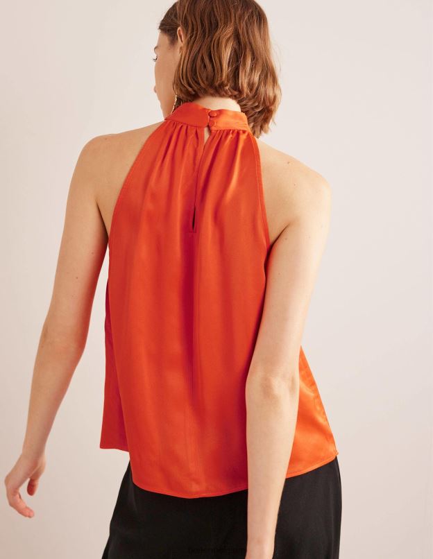 femmes Boden tomate cerise haut découpé en satin vêtements Z42D01483