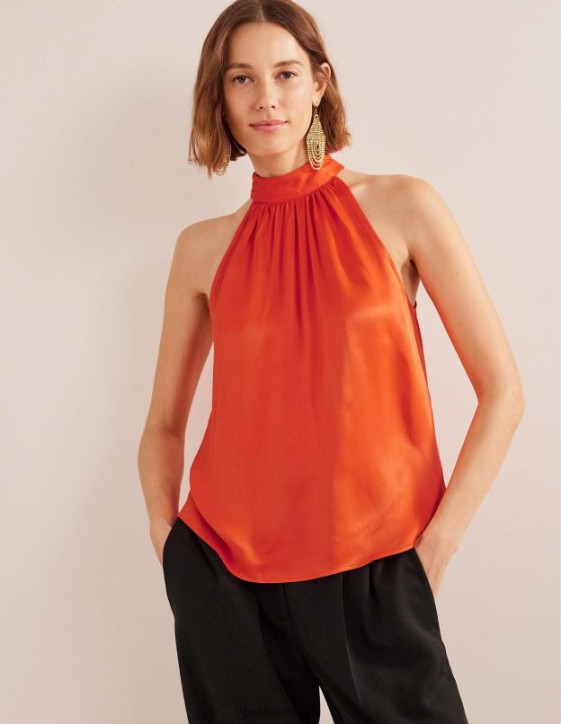 femmes Boden tomate cerise haut découpé en satin vêtements Z42D01483
