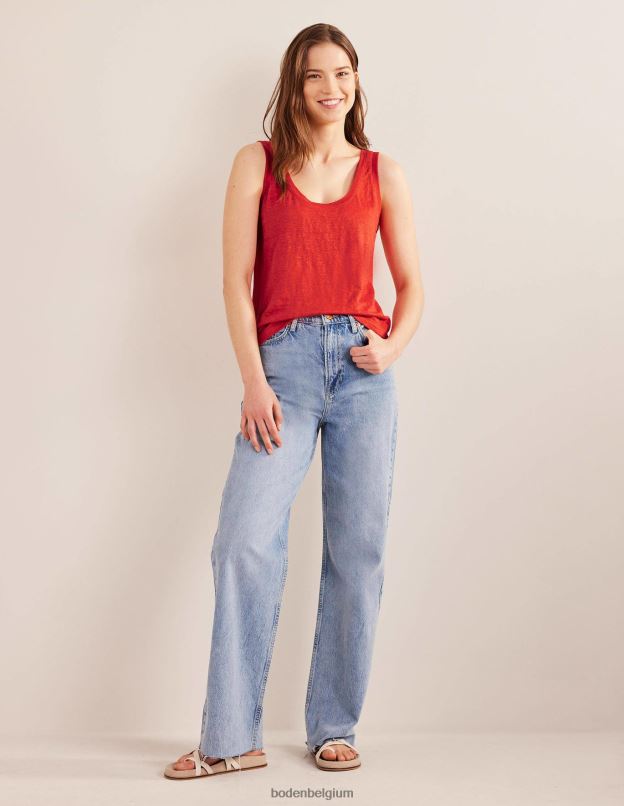 femmes Boden tomate débardeur en lin à encolure dégagée vêtements Z42D02189