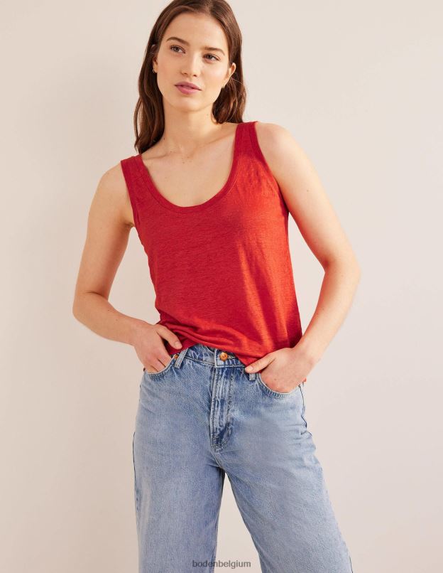 femmes Boden tomate débardeur en lin à encolure dégagée vêtements Z42D02189