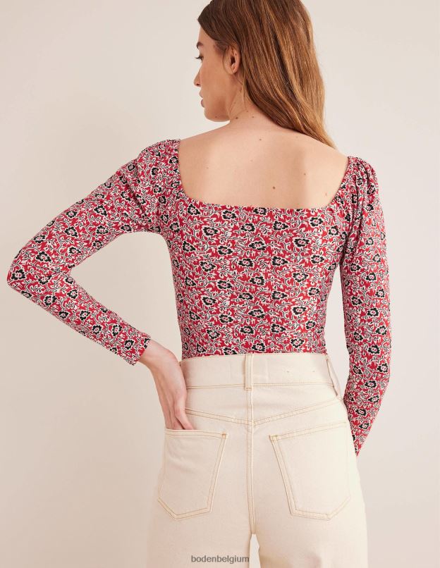 femmes Boden tourbillon de tomates et de trèfles haut en jersey chérie vêtements Z42D02010