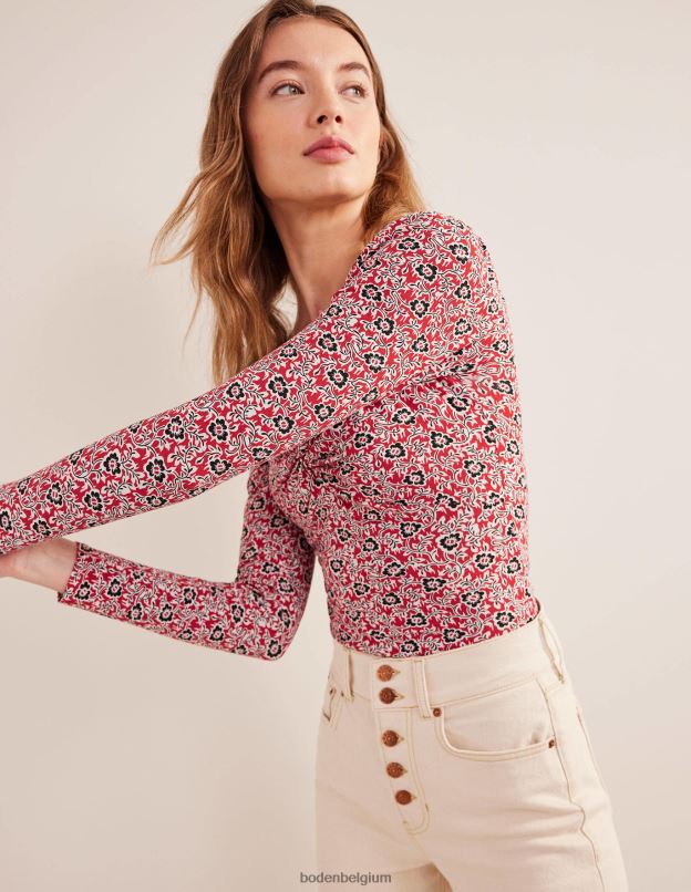 femmes Boden tourbillon de tomates et de trèfles haut en jersey chérie vêtements Z42D02010