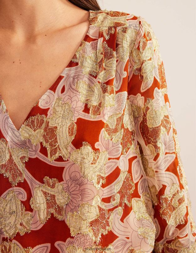 femmes Boden tourbillon rouille et cachemire haut en jacquard à col en V vêtements Z42D01710