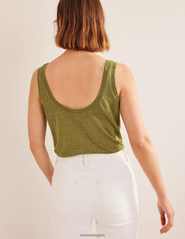 femmes Boden vert soufre débardeur en lin à encolure dégagée vêtements Z42D01984