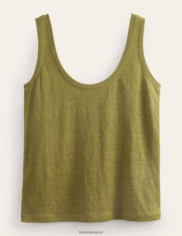 femmes Boden vert soufre débardeur en lin à encolure dégagée vêtements Z42D01984