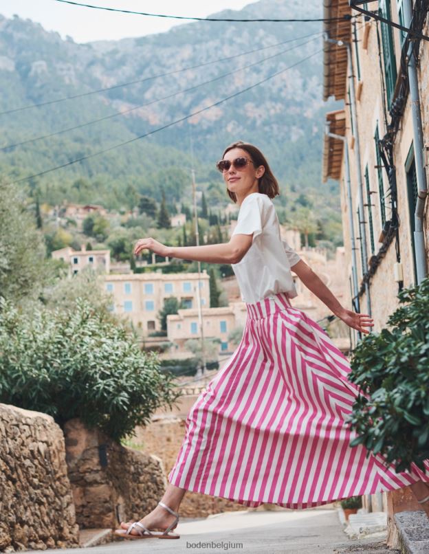 femmes Boden bande rose jupe longue imprimée vêtements Z42D02506