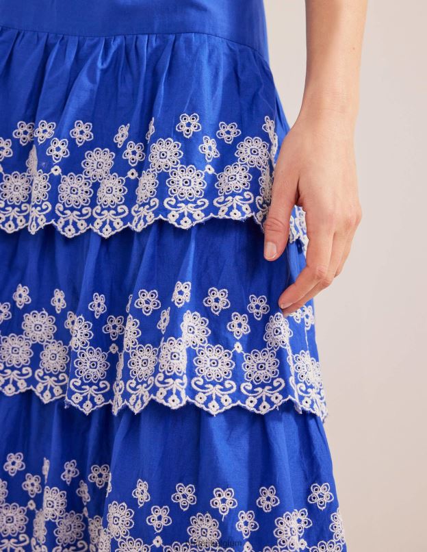 femmes Boden bleu des îles jupe brodée à plusieurs niveaux vêtements Z42D01060