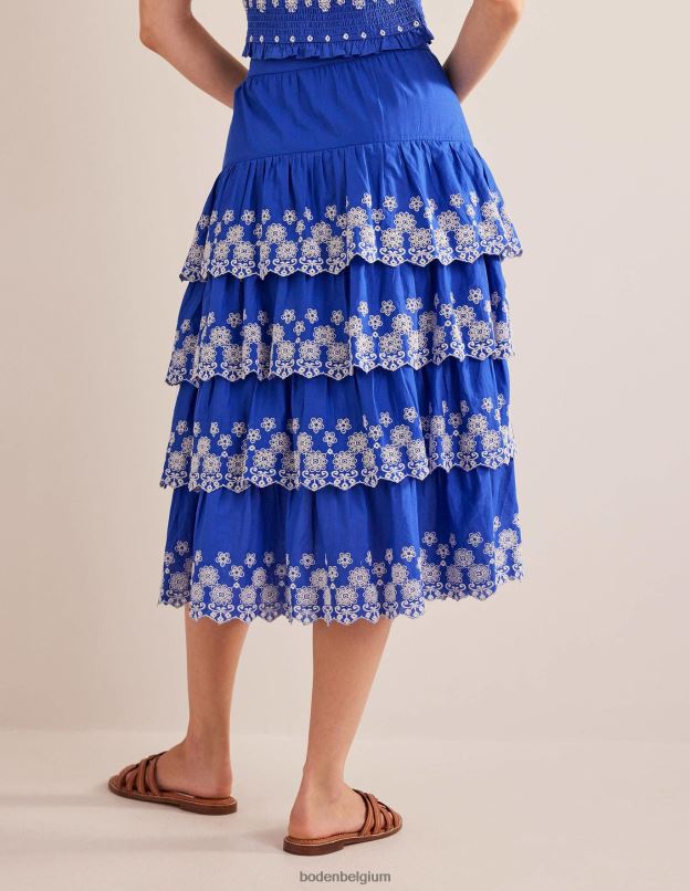femmes Boden bleu des îles jupe brodée à plusieurs niveaux vêtements Z42D01060