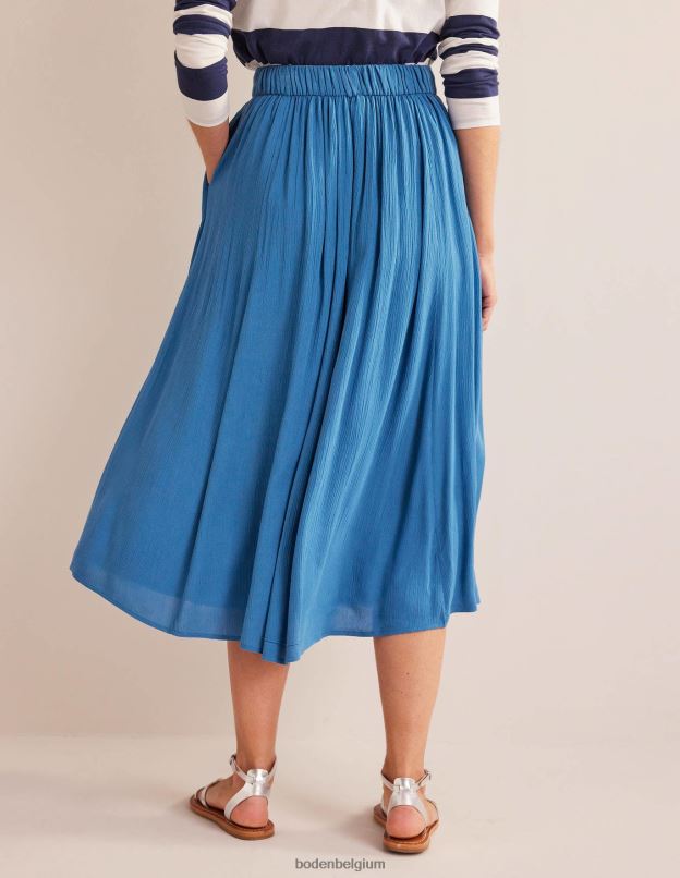 femmes Boden bleu égéen jupe mi-longue froissée vêtements Z42D01799