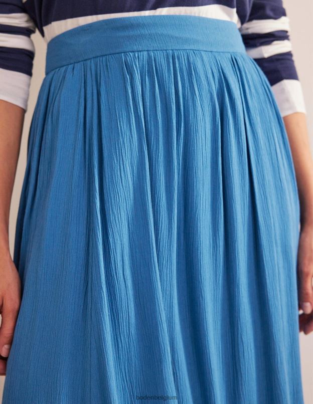 femmes Boden bleu égéen jupe mi-longue froissée vêtements Z42D01799