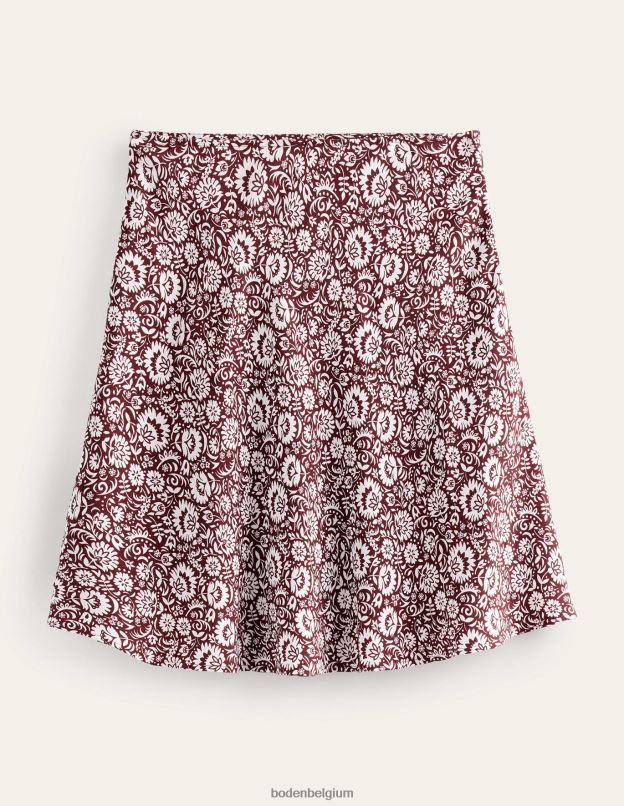 femmes Boden bordeaux foncé et cascade de fleurs mini-jupe en crêpe biaisée vêtements Z42D01090