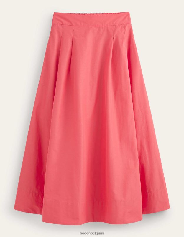 femmes Boden corail jupe mi-longue à enfiler en taffetas vêtements Z42D02191