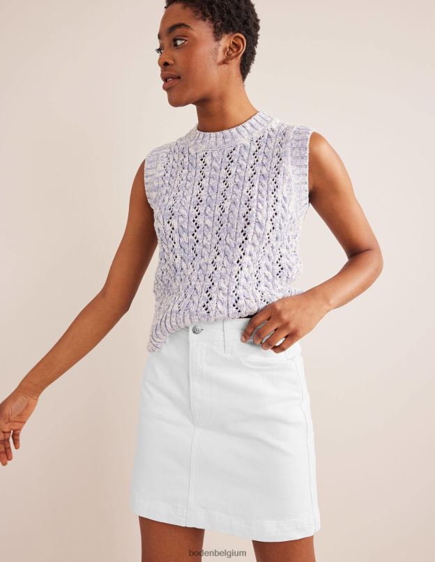 femmes Boden écru mini-jupe en jean vêtements Z42D0644