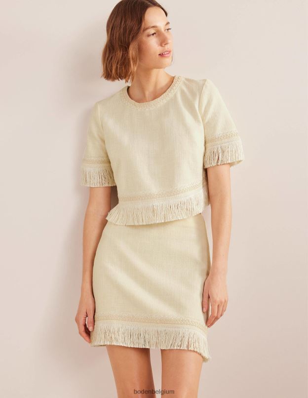 femmes Boden écru mini-jupe à franges vêtements Z42D01444