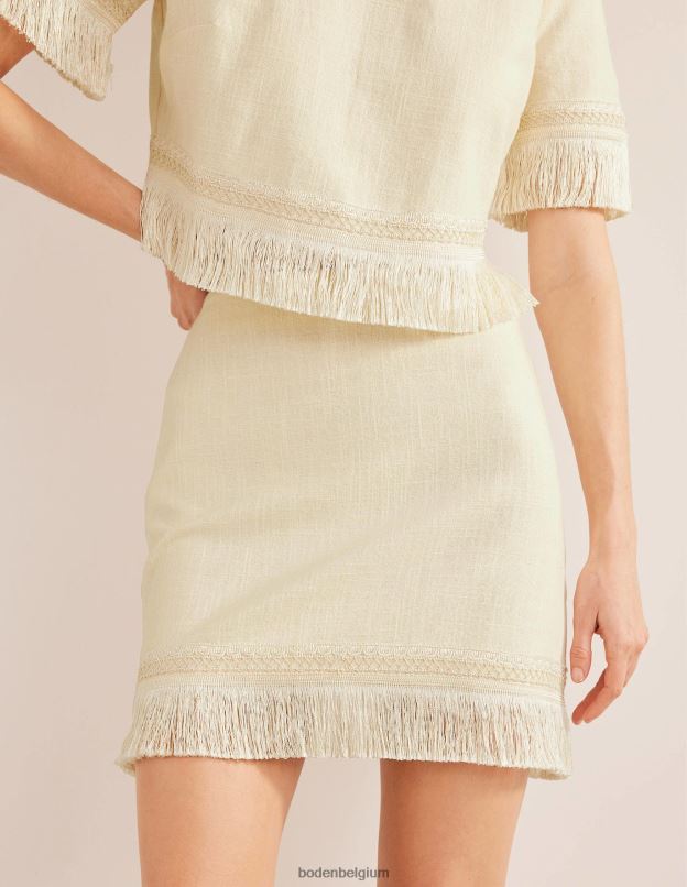 femmes Boden écru mini-jupe à franges vêtements Z42D01444
