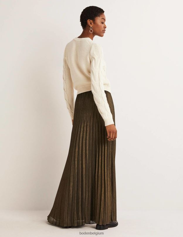 femmes Boden feuille métallique jupe longue de soirée plissée vêtements Z42D0652