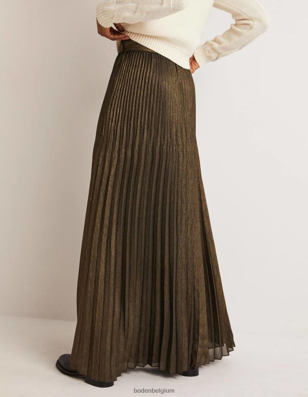 femmes Boden feuille métallique jupe longue de soirée plissée vêtements Z42D0652