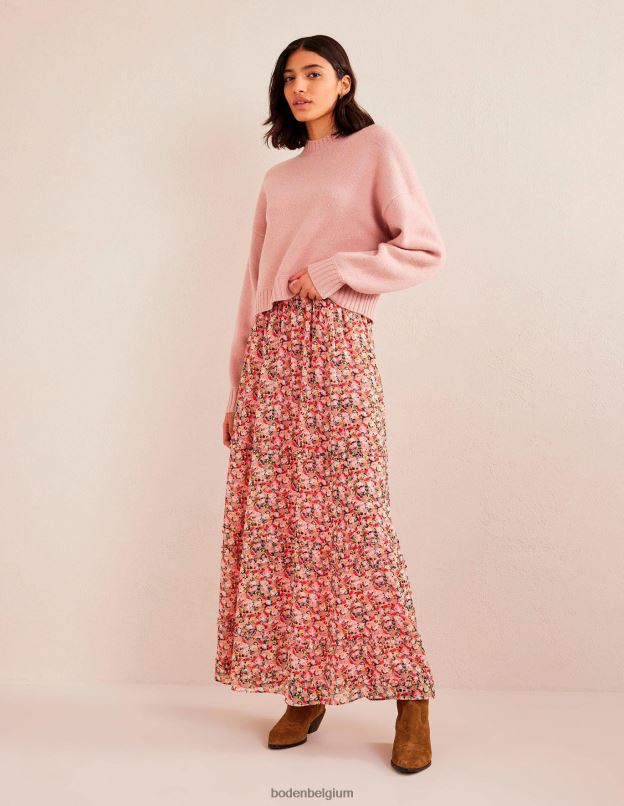 femmes Boden fleuron multicolore et pictural jupe longue froissée à volants vêtements Z42D01436