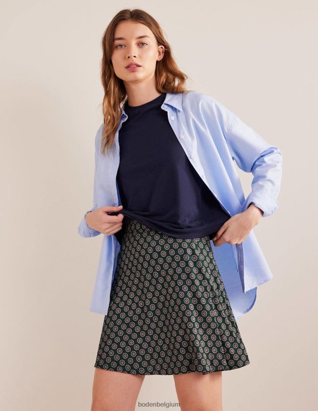 femmes Boden géo vert et tournesol mini-jupe portefeuille en jersey vêtements Z42D01573