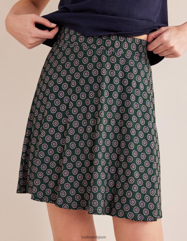 femmes Boden géo vert et tournesol mini-jupe portefeuille en jersey vêtements Z42D01573