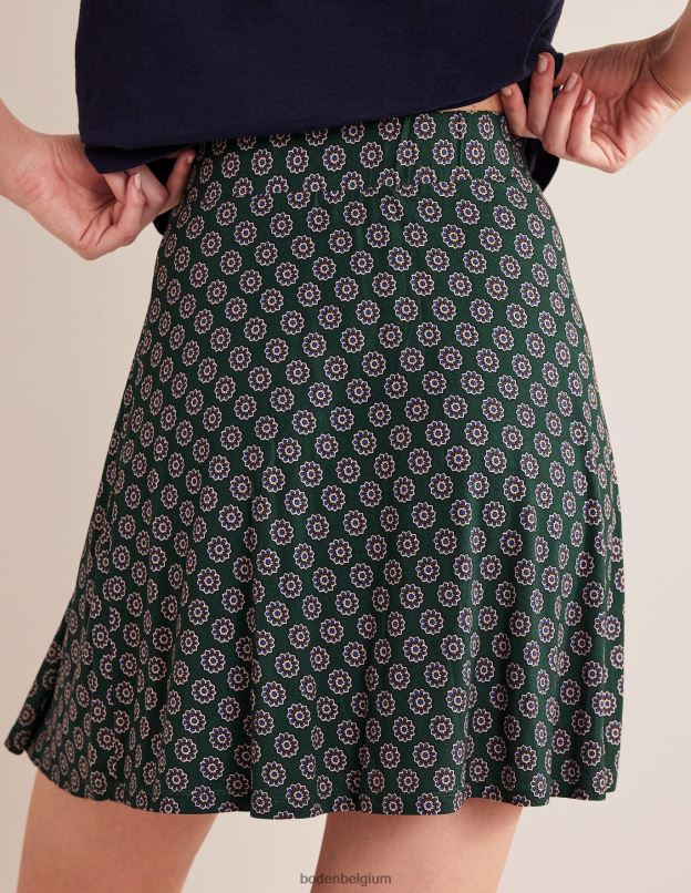 femmes Boden géo vert et tournesol mini-jupe portefeuille en jersey vêtements Z42D01573