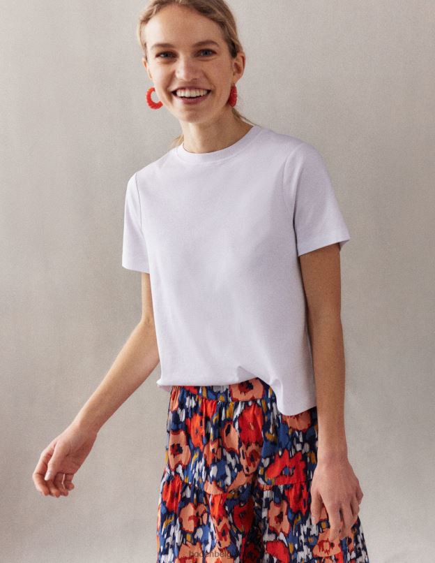 femmes Boden grand coquelicot bleu marine et abstrait jupe midi en popeline à volants vêtements Z42D01516