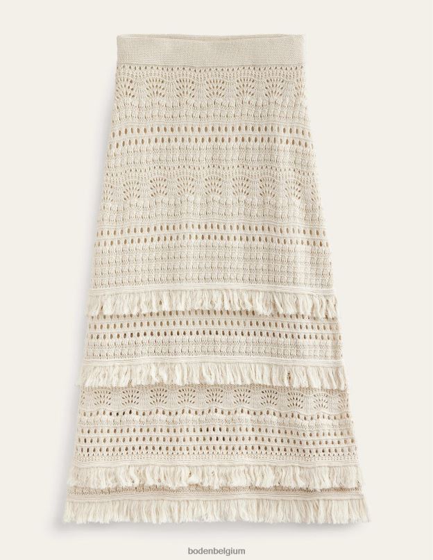 femmes Boden ivoire chaud jupe tricotée au crochet à franges vêtements Z42D02532