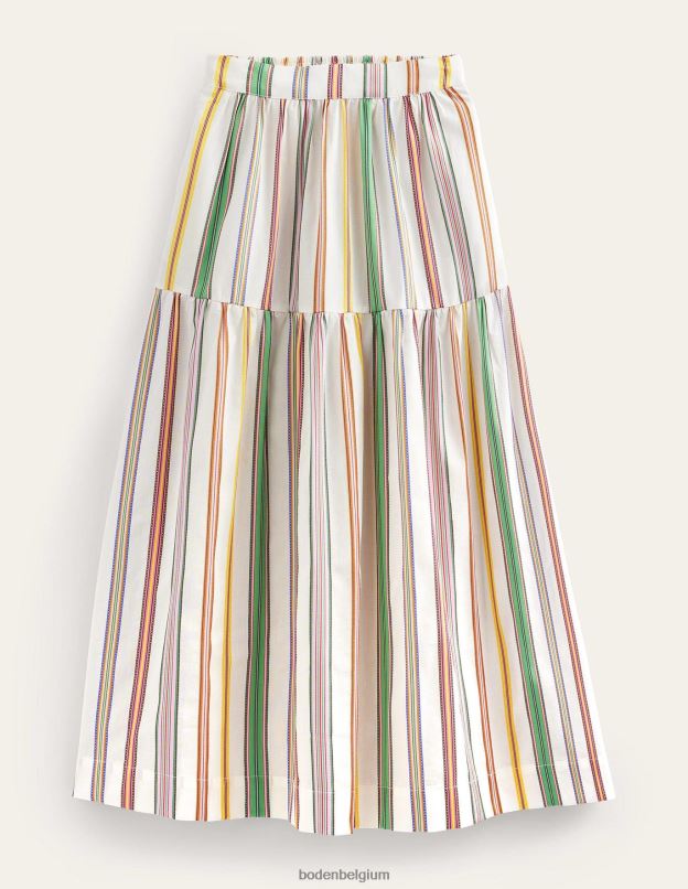 femmes Boden ivoire et multi-rayures jupe longue en coton rayé vêtements Z42D01042