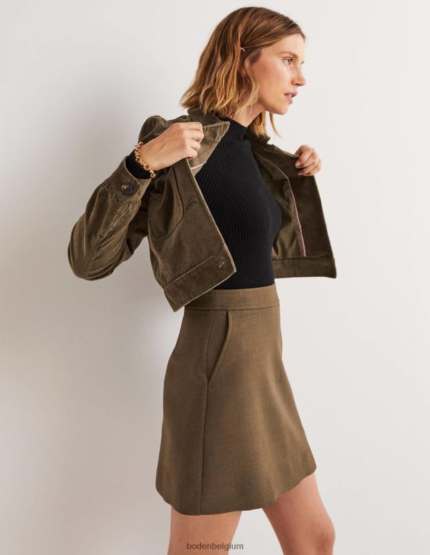 femmes Boden kaki mini-jupe trapèze en laine mélangée vêtements Z42D02036