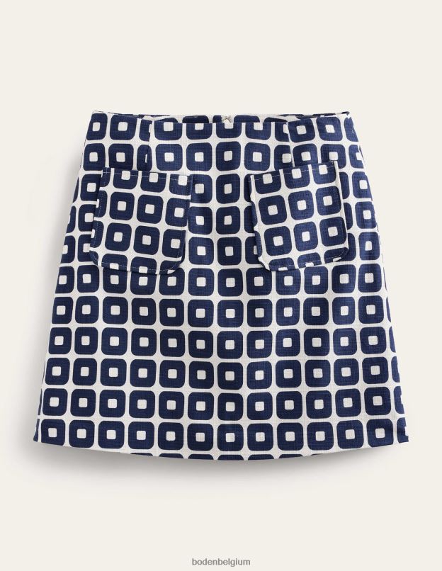 femmes Boden marine française et ivoire & cube coupe trapèze texturée mini vêtements Z42D01245