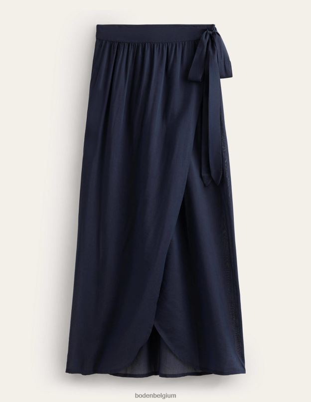 femmes Boden marine jupe longue portefeuille en coton vêtements Z42D01923