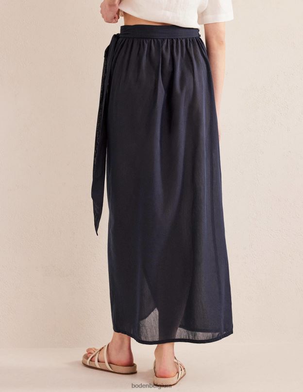 femmes Boden marine jupe longue portefeuille en coton vêtements Z42D01923