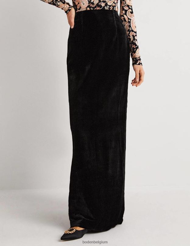 femmes Boden noir jupe longue de soirée en velours vêtements Z42D01941