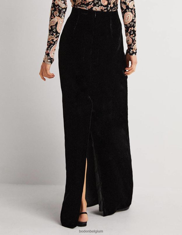 femmes Boden noir jupe longue de soirée en velours vêtements Z42D01941