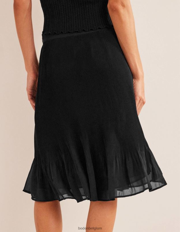 femmes Boden noir jupe plissée longueur genou vêtements Z42D02522