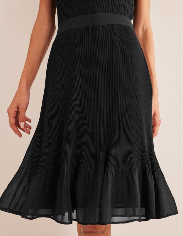 femmes Boden noir jupe plissée longueur genou vêtements Z42D02522