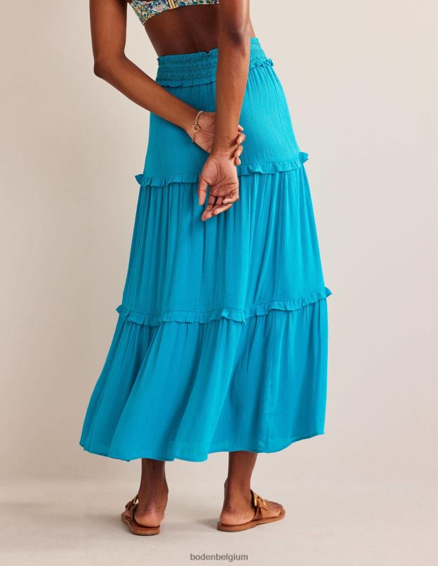 femmes Boden outremer jupe de vacances à taille smockée vêtements Z42D0634