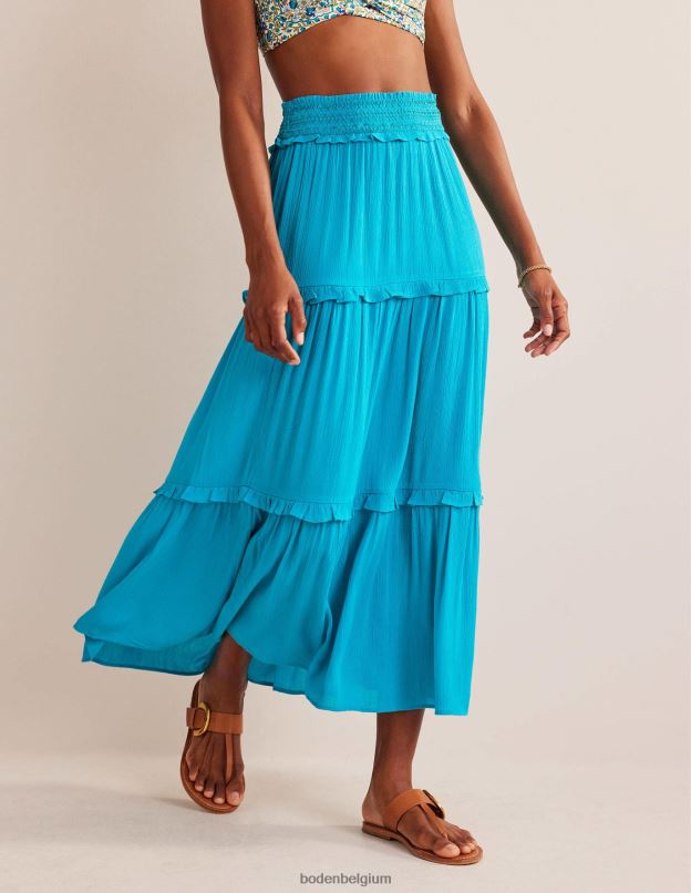 femmes Boden outremer jupe de vacances à taille smockée vêtements Z42D0634