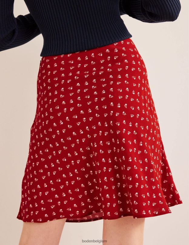 femmes Boden poinsettia et marguerite douce mini-jupe en crêpe biaisée vêtements Z42D01724