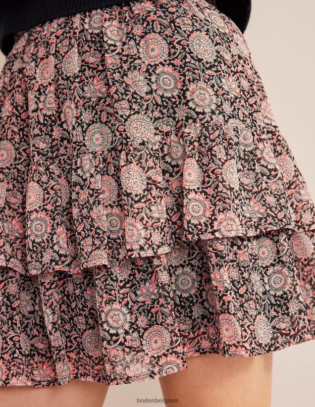 femmes Boden pop-corn et tapisserie florale mini-jupe à volants vêtements Z42D02011