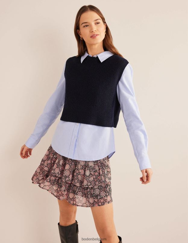 femmes Boden pop-corn et tapisserie florale mini-jupe à volants vêtements Z42D02011