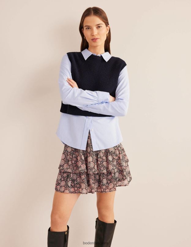 femmes Boden pop-corn et tapisserie florale mini-jupe à volants vêtements Z42D02011