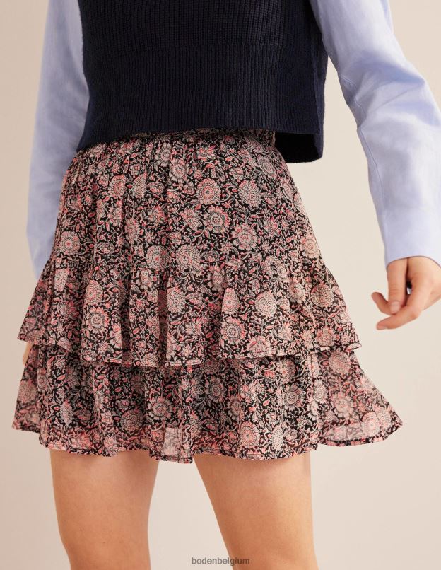 femmes Boden pop-corn et tapisserie florale mini-jupe à volants vêtements Z42D02011