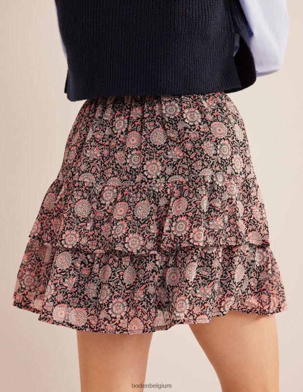 femmes Boden pop-corn et tapisserie florale mini-jupe à volants vêtements Z42D02011