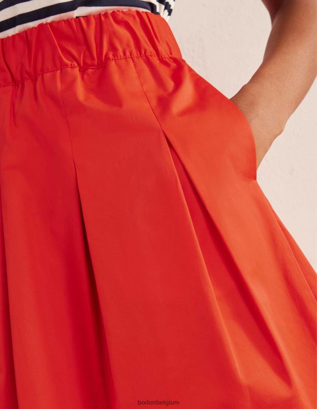 femmes Boden rouge vermillon jupe plissée en coton vêtements Z42D01806